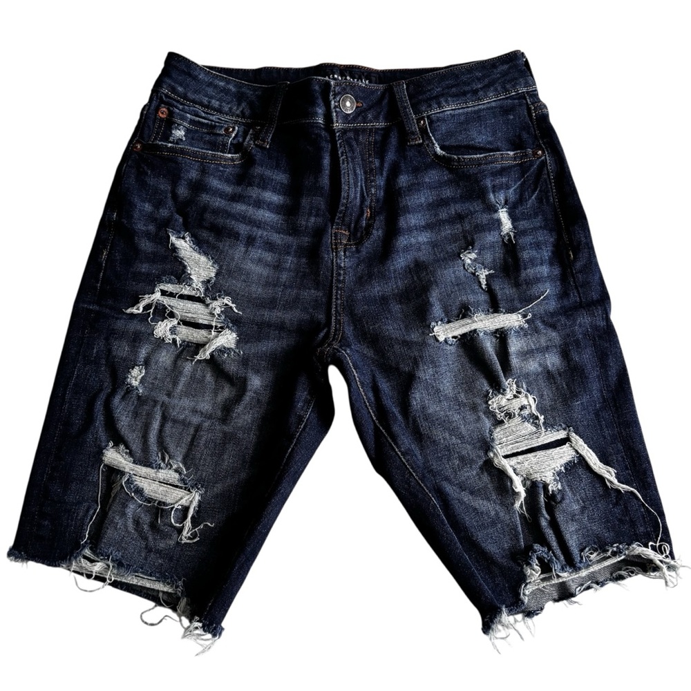Aeropostale Shorts Men's  Youth 28 Black Slim Short Cut Off  Distressed Denim
